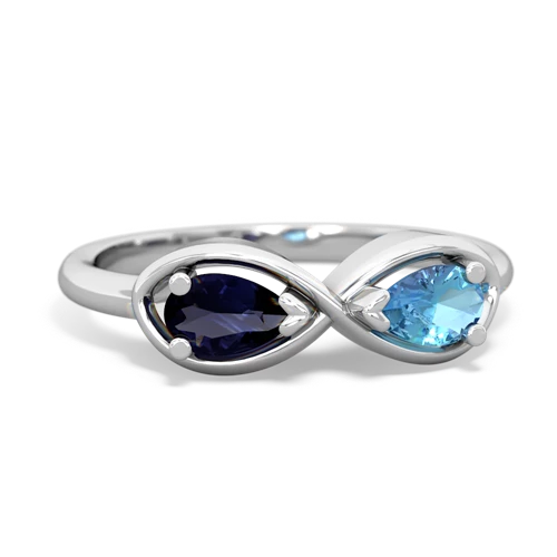 Sapphire Genuine Sapphire with Genuine Swiss Blue Topaz Infinity ring Ring