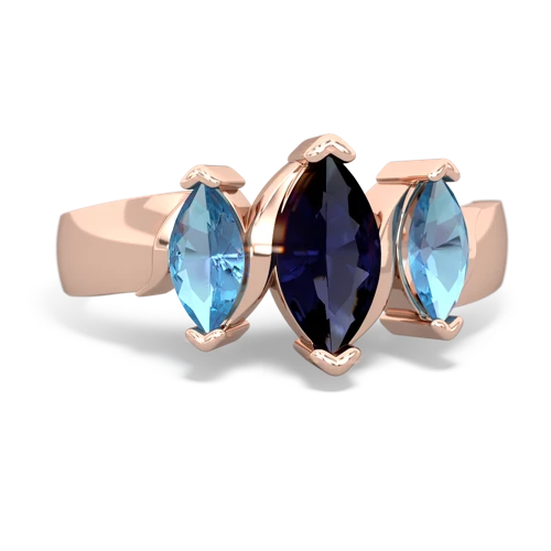 Sapphire Genuine Sapphire with Genuine Swiss Blue Topaz and Genuine Black Onyx Three Peeks ring Ring