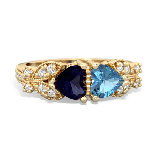 Sapphire Genuine Sapphire with Genuine Swiss Blue Topaz Diamond Butterflies ring Ring