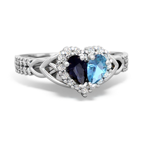 Sapphire Genuine Sapphire with Genuine Swiss Blue Topaz Celtic Knot Engagement ring Ring