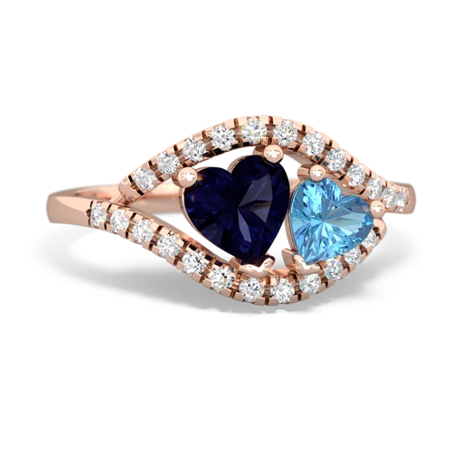 sapphire-blue topaz mother child ring