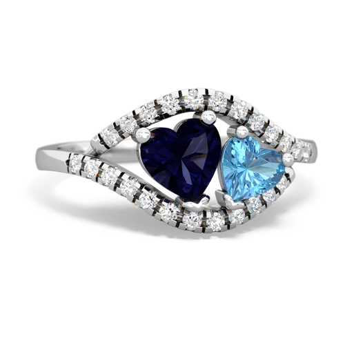 Sapphire Genuine Sapphire with Genuine Swiss Blue Topaz Mother and Child ring Ring