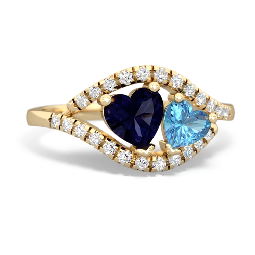 Sapphire Genuine Sapphire with Genuine Swiss Blue Topaz Mother and Child ring Ring