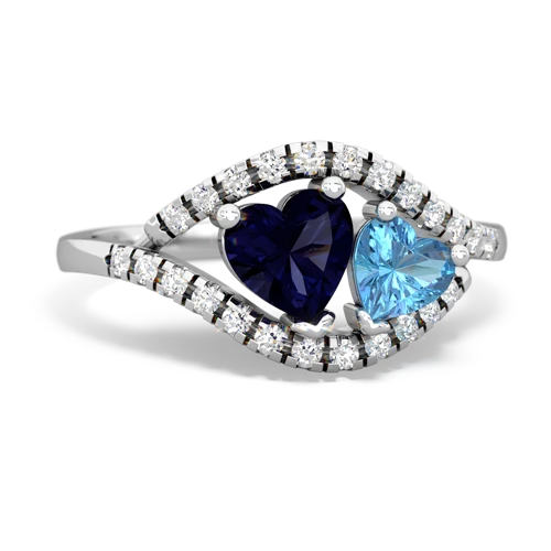 sapphire-blue topaz mother child ring