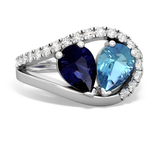 Sapphire Genuine Sapphire with Genuine Swiss Blue Topaz Nestled Heart Keepsake ring Ring