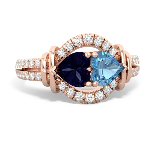 Sapphire Genuine Sapphire with Genuine Swiss Blue Topaz Art-Deco Keepsake ring Ring