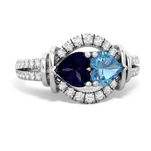 Sapphire Genuine Sapphire with Genuine Swiss Blue Topaz Art-Deco Keepsake ring Ring