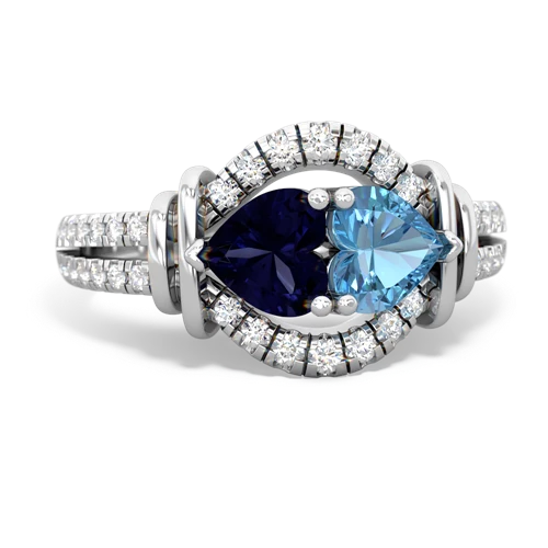 sapphire-blue topaz pave keepsake ring