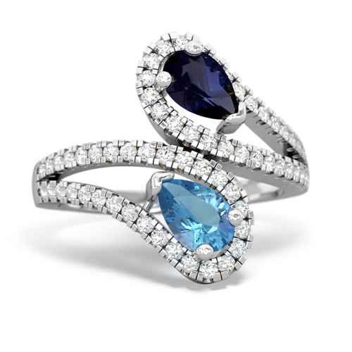 Sapphire Genuine Sapphire with Genuine Swiss Blue Topaz Diamond Dazzler ring Ring