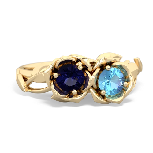 Sapphire Genuine Sapphire with Genuine Swiss Blue Topaz Rose Garden ring Ring