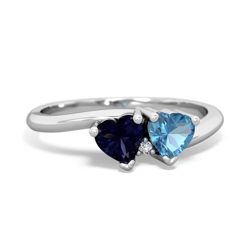 Sapphire Genuine Sapphire with Genuine Swiss Blue Topaz Sweetheart's Promise ring Ring