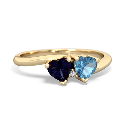 Sapphire Genuine Sapphire with Genuine Swiss Blue Topaz Sweetheart's Promise ring Ring