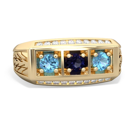 sapphire-blue topaz three stone ring