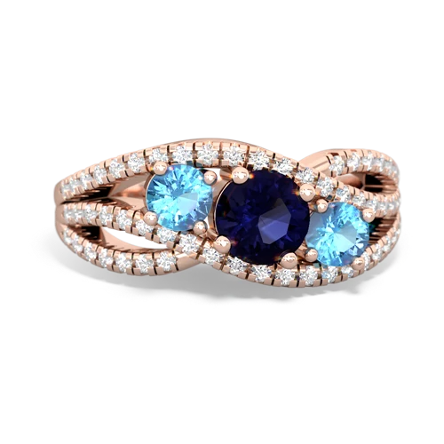 sapphire-blue topaz three stone pave ring