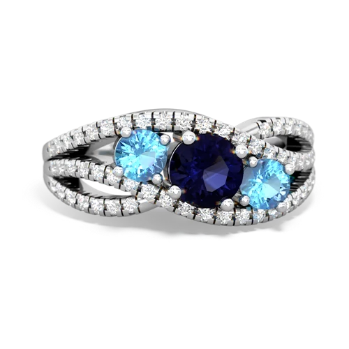 sapphire-blue topaz three stone pave ring