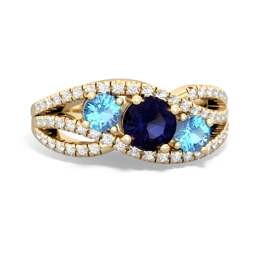 sapphire-blue topaz three stone pave ring