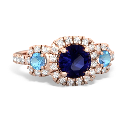Sapphire Genuine Sapphire with Genuine Swiss Blue Topaz and Genuine Black Onyx Regal Halo ring Ring