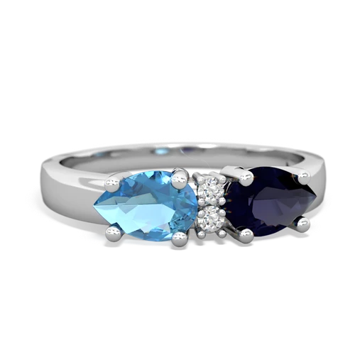 Sapphire Genuine Sapphire with Genuine Swiss Blue Topaz Pear Bowtie ring Ring