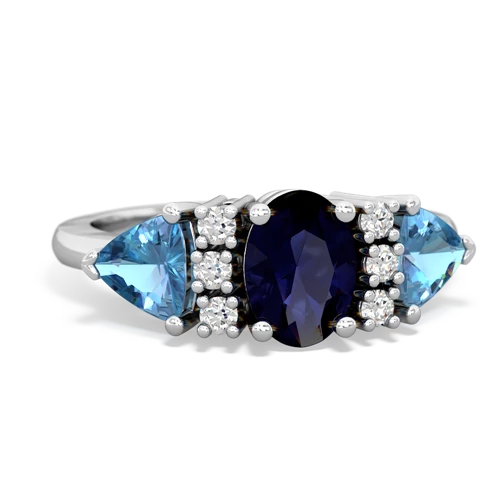 Sapphire Genuine Sapphire with Genuine Swiss Blue Topaz and  Antique Style Three Stone ring Ring