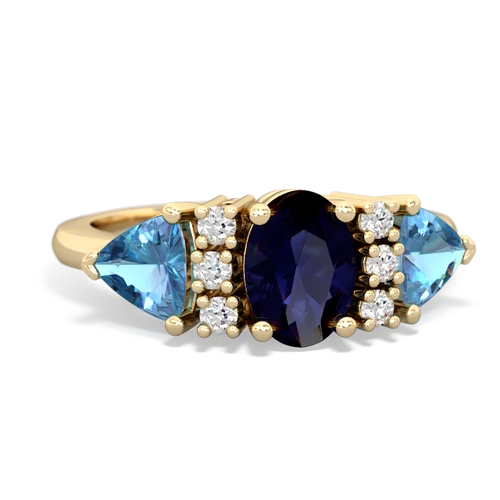 Sapphire Genuine Sapphire with Genuine Swiss Blue Topaz and Genuine Aquamarine Antique Style Three Stone ring Ring
