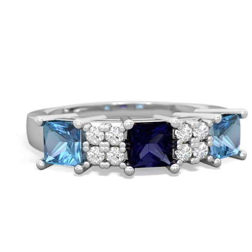 Sapphire Genuine Sapphire with Genuine Swiss Blue Topaz and  Three Stone ring Ring
