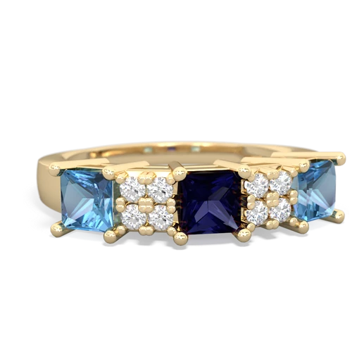 Sapphire Genuine Sapphire with Genuine Swiss Blue Topaz and Genuine Amethyst Three Stone ring Ring