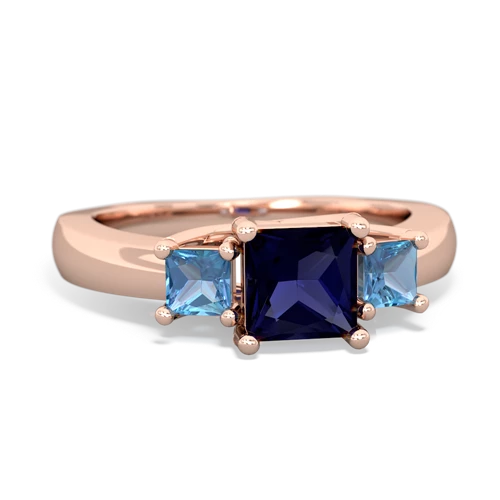 Sapphire Genuine Sapphire with Genuine Swiss Blue Topaz and Genuine London Blue Topaz Three Stone Trellis ring Ring