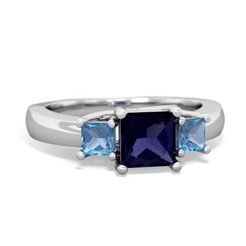 Sapphire Genuine Sapphire with Genuine Swiss Blue Topaz and  Three Stone Trellis ring Ring