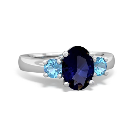 Sapphire Genuine Sapphire with Genuine Swiss Blue Topaz Three Stone Trellis ring Ring