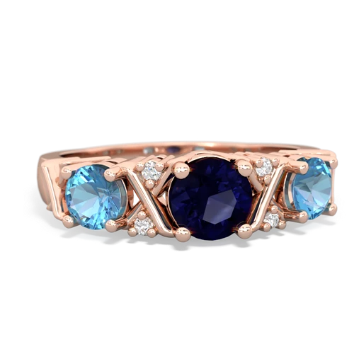 Sapphire Genuine Sapphire with Genuine Swiss Blue Topaz and Genuine Amethyst Hugs and Kisses ring Ring
