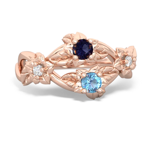 Sapphire Genuine Sapphire with Genuine Swiss Blue Topaz Sparkling Bouquet ring Ring