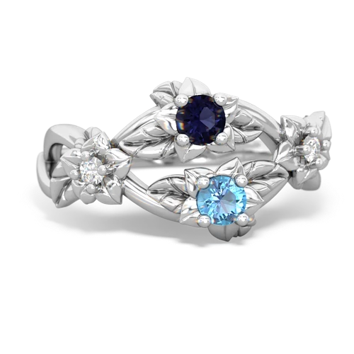 Sapphire Genuine Sapphire with Genuine Swiss Blue Topaz Sparkling Bouquet ring Ring