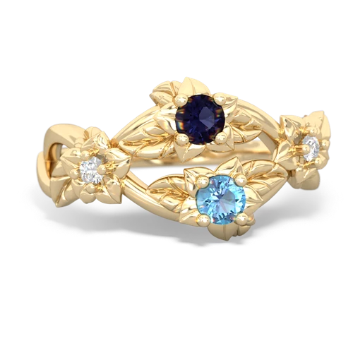 Sapphire Genuine Sapphire with Genuine Swiss Blue Topaz Sparkling Bouquet ring Ring