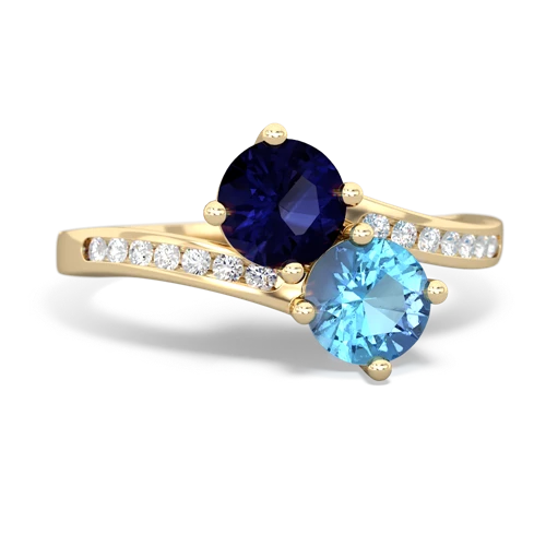 Sapphire Genuine Sapphire with Genuine Swiss Blue Topaz Keepsake Two Stone ring Ring