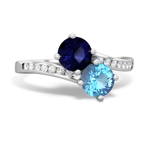 sapphire-blue topaz two stone channel ring