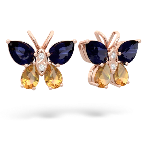 sapphire-citrine butterfly earrings