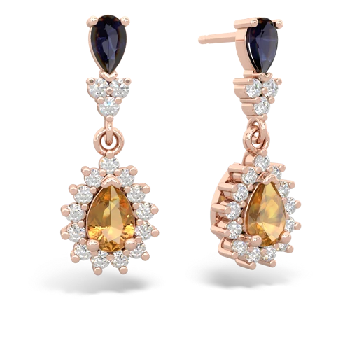 sapphire-citrine dangle earrings
