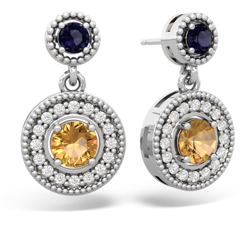 sapphire-citrine halo earrings