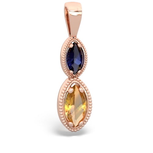 sapphire-citrine antique milgrain pendant