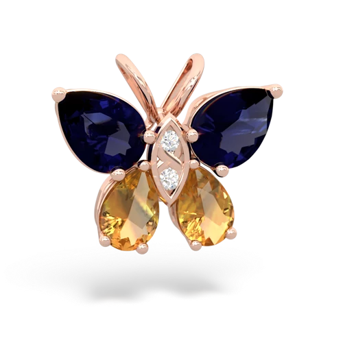 sapphire-citrine butterfly pendant