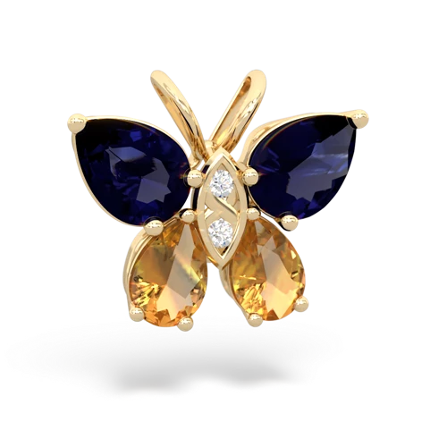 sapphire-citrine butterfly pendant