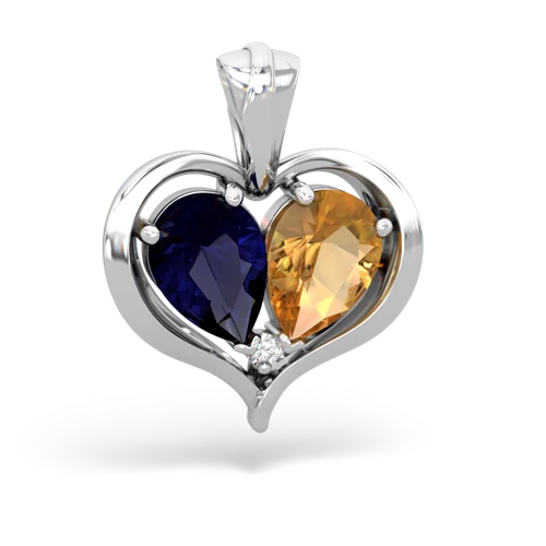 sapphire-citrine half heart whole pendant