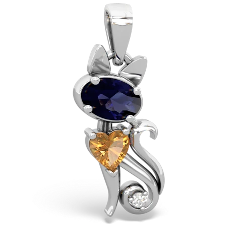 sapphire-citrine kitten pendant