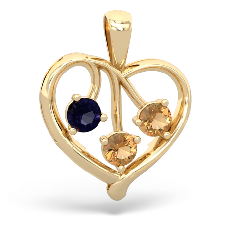 sapphire-citrine love heart pendant