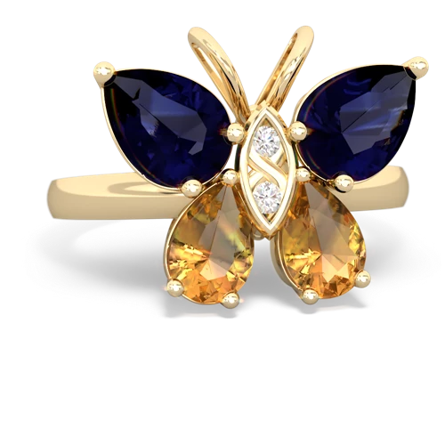 sapphire-citrine butterfly ring
