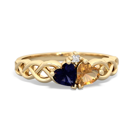 sapphire-citrine celtic braid ring