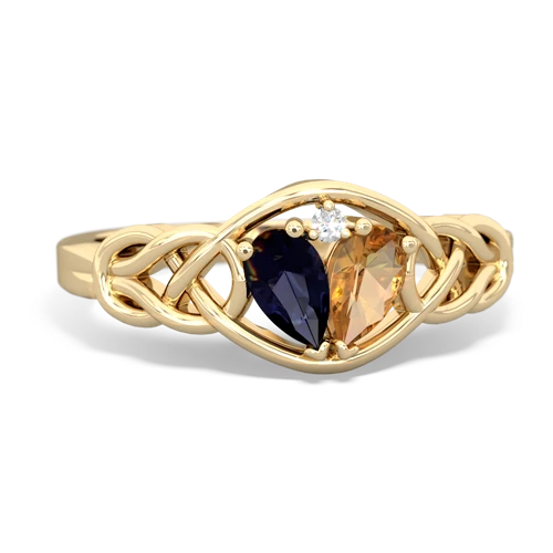 sapphire-citrine celtic knot ring