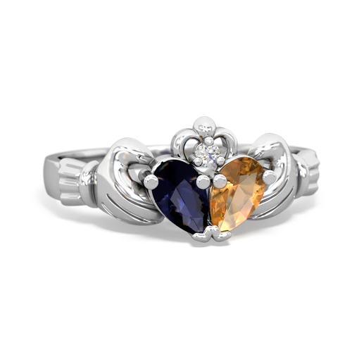 sapphire-citrine claddagh ring