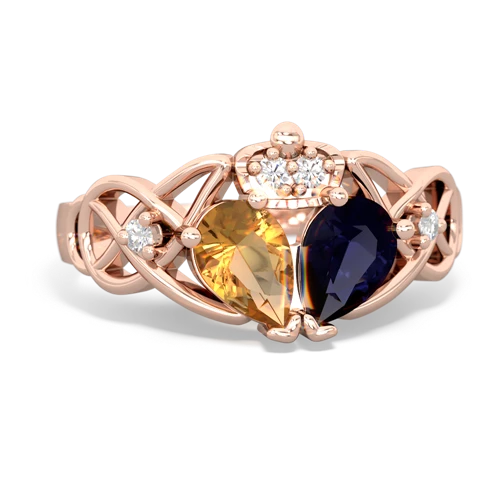 sapphire-citrine claddagh ring