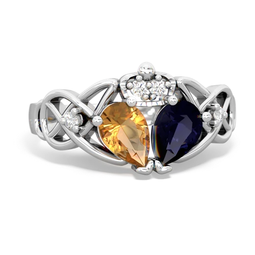 sapphire-citrine claddagh ring